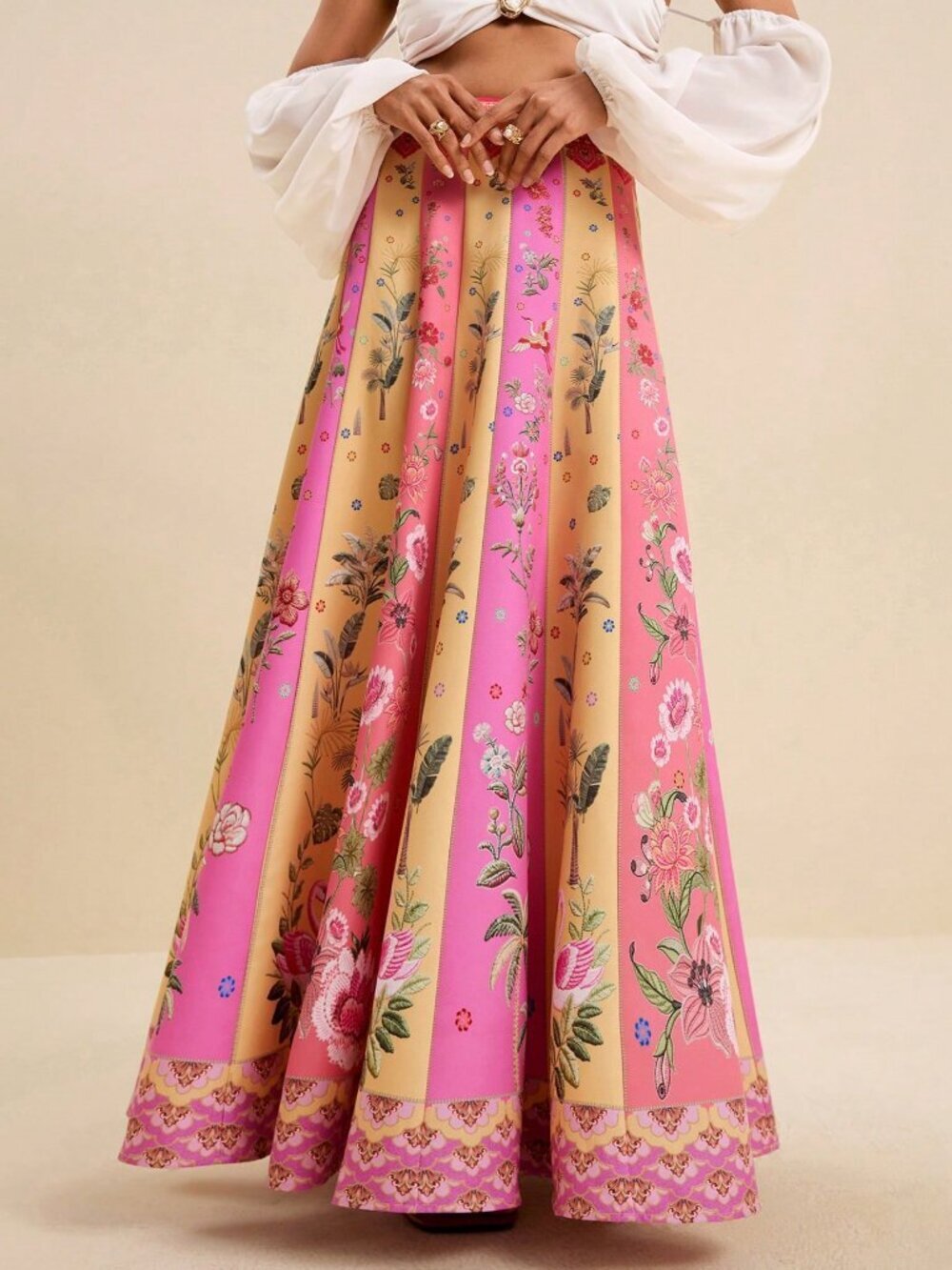 Multicolor Boho Women's Floral Print Casual Versatile Date & Outing A-Line Skirt